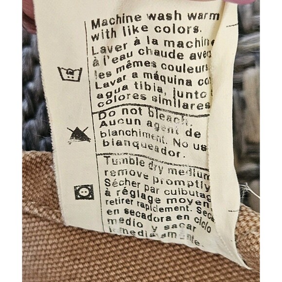 Vintage CARHARTT R01 Bib Overalls Brown Double Knee USA Union Made 48X30 (48X28) - Picture 5 of 11